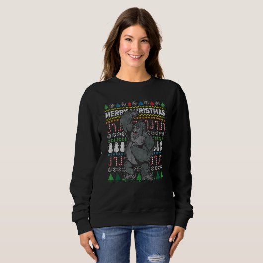 Gorilla Ugly Christmas Sweater Wildlife Series Sweatshirt (Vorne ganz)