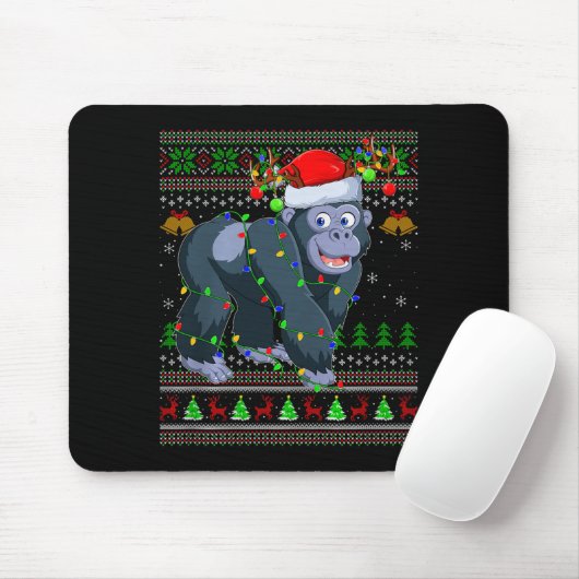 Gorilla Ugly Christmas Sweaters Holiday Santa Cute Mousepad (Mit Mouse)