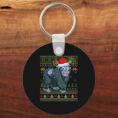 Gorilla Ugly Christmas Sweaters Holiday Santa Cute Schlüsselanhänger (Vorderseite)