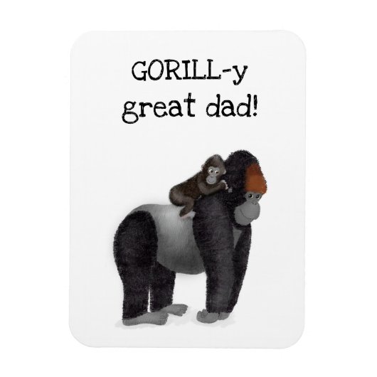 Gorilla und Baby "Großer Vater" Karte Magnet (Vertikal)