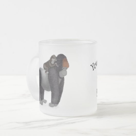 Gorilla und Baby "Großvater" mattierte Tasse (Vorderseite Links)
