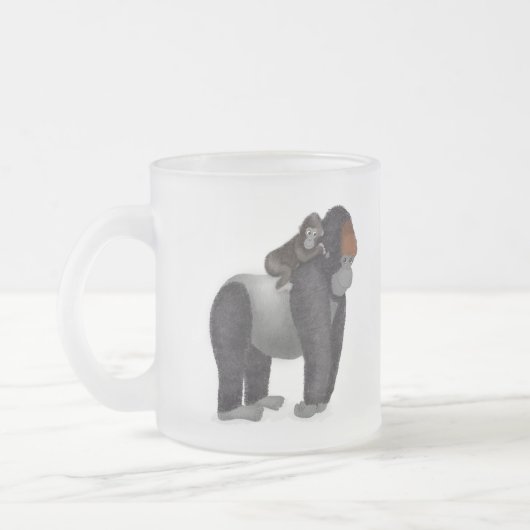 Gorilla und Baby "Großvater" mattierte Tasse (Links)