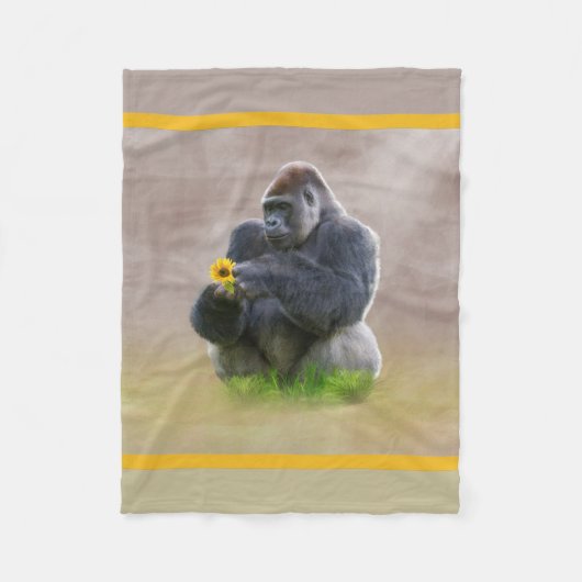 Gorilla und gelbes Gänseblümchen Fleecedecke (Vorderseite)