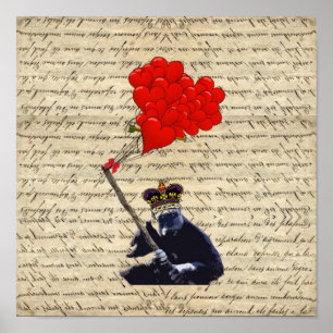 Gorilla und Herzblasen Poster