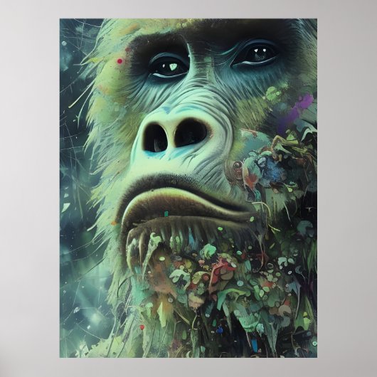 Gorilla und Pflanze Poster (Vorne)