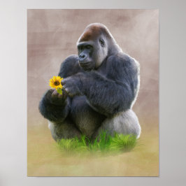 Gorilla und Yellow Daisy Poster