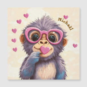 Gorilla Valentinstag Herz Abzeichen Kinder Schule Magnetkarte