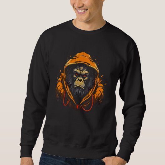 Gorilla Wearing Hoodie Ape Wildlife Artwork Monkey (Vorderseite)