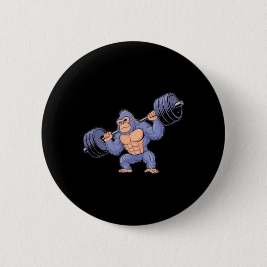 Gorilla Weightlifting Fitness Gym Training Bodybui Button (Vorderseite)