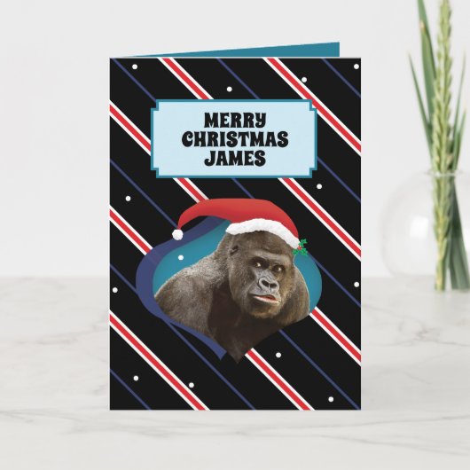 Gorilla Weihnachtskarte, die für ihn ein Fsonn ist Karte (Vorderseite)