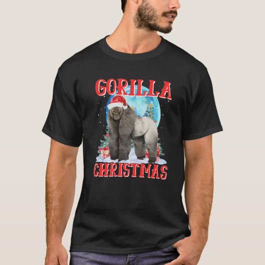 Gorilla Weihnachtsmannmütze Weihnachten Lighting P T-Shirt (Vorderseite)