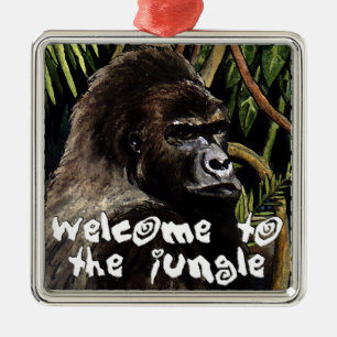 gorilla welcome to the jungle silbernes ornament
