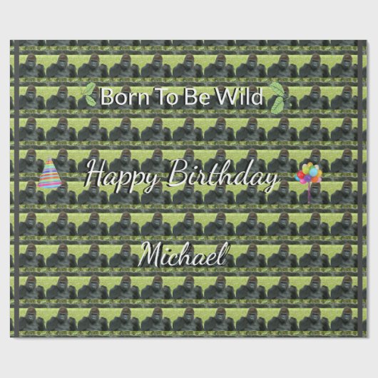 Gorilla Wild Muster Geburtstagsthema Geschenkpapier (Flach)