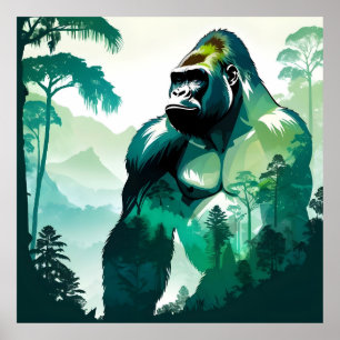 Gorilla Wildtiere Natur Dschungel Poster