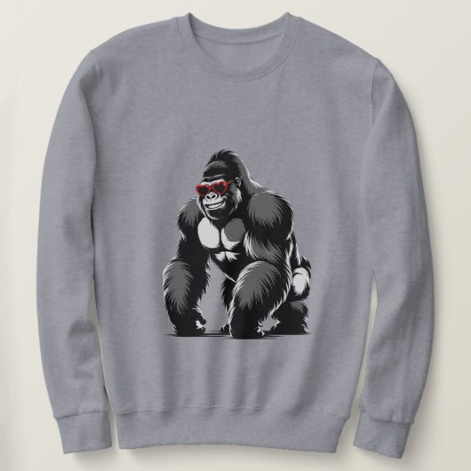 Gorilla with Heart Sunglasses Sweatshirt (Design vorne)