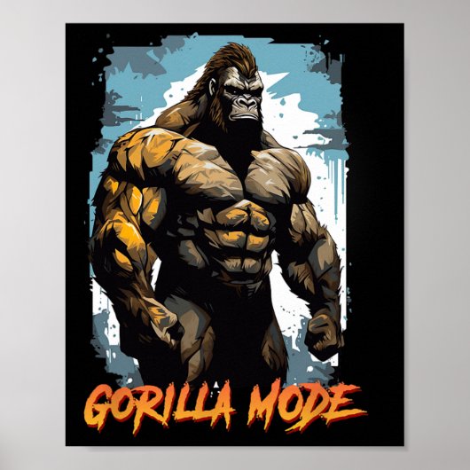 Gorilla Workout T-Shirts Gorilla-Modus-Gym und Bod Poster (Vorne)