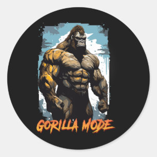 Gorilla Workout T-Shirts Gorilla-Modus-Gym und Bod Runder Aufkleber