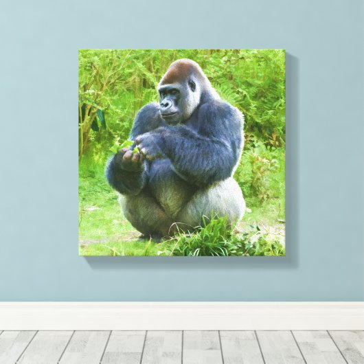 Gorilla Wrapped Canvas Leinwanddruck (Insitu (Holzboden))