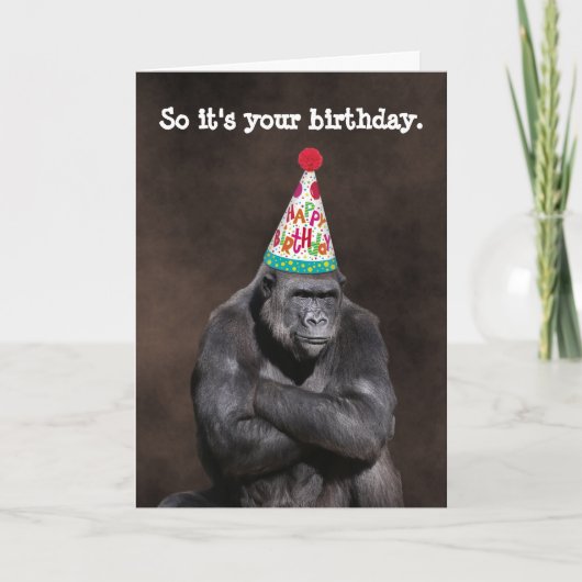 Gorilla Yay Geburtstag Karte (Vorderseite)