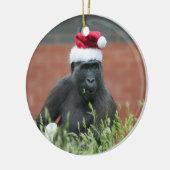 Gorilla zu Weihnachten Keramik Ornament (Links)