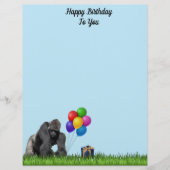 Gorilla zum Geburtstag mit Balloons und Sonnenblum (Vorderseite)