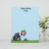 Gorilla zum Geburtstag mit Balloons und Sonnenblum (Stehend Vorderseite)