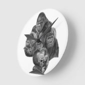 GorillaFamily Clock ゴリラ家族の時計　GorillaLife Runde Wanduhr (Winkel)