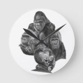GorillaFamily Clock ゴリラ家族の時計　GorillaLife Runde Wanduhr (Vorderseite)