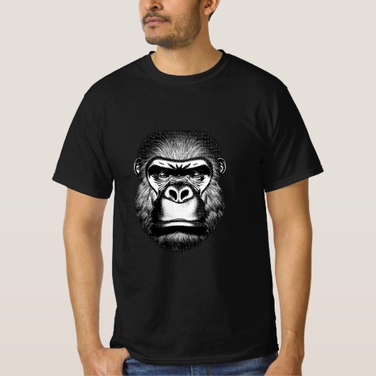 Gorillakopf schwarz weiß Pixeloptik T-Shirt (Vorderseite)