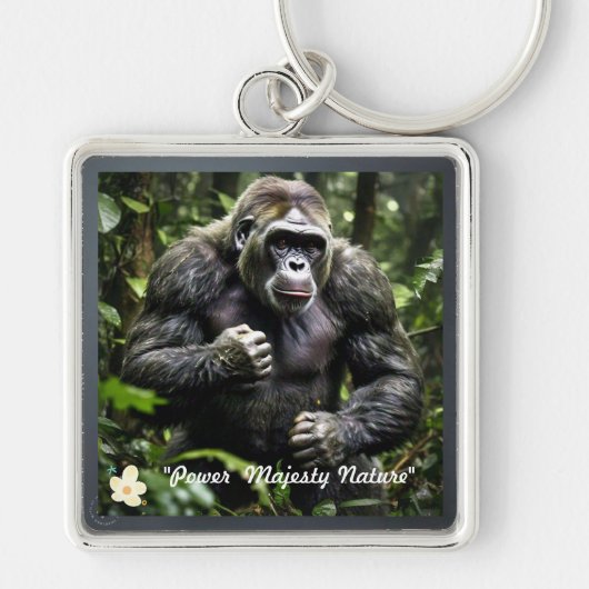 "Gorillas beherrschende Präsenz" Schlüsselanhänger (Vorne)