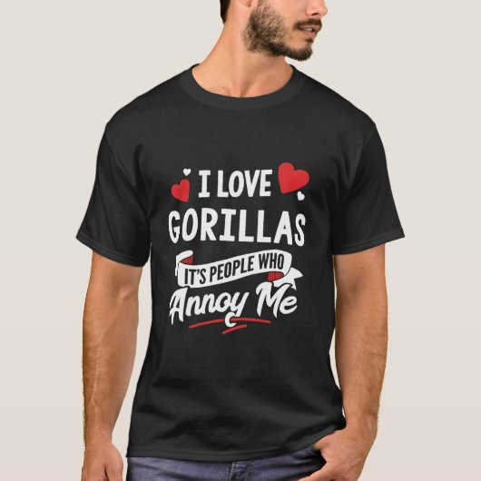 Gorillas Design Geschenk - Ich Liebe Gorillas! T-Shirt (Vorderseite)