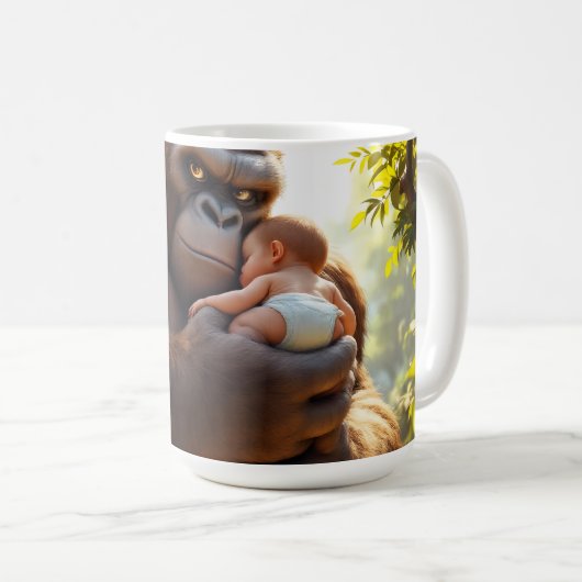 Gorillas Embrace Kaffeetasse (VorderseiteRechts)