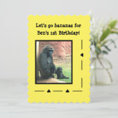 Gorillas Go Bananas Einladung zum Geburtstag (Stehend Vorderseite)