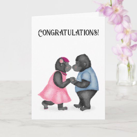 Gorillas in Liebe Verlobung oder Hochzeitskarte Karte (Orchidee)