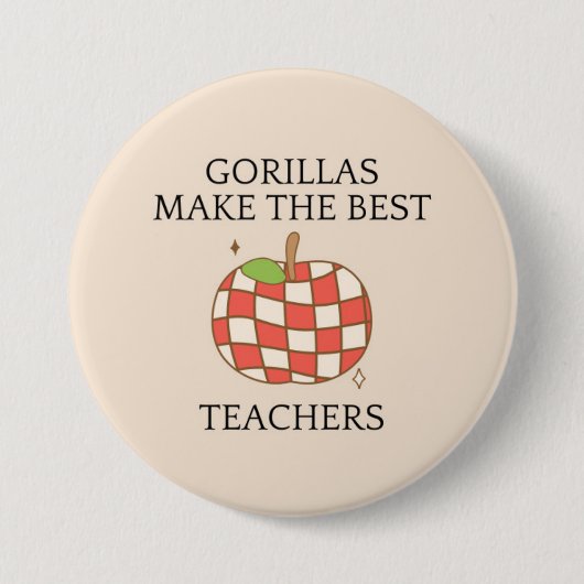 Gorillas machen die besten Lehrer zum Apfel Button (Vorderseite)