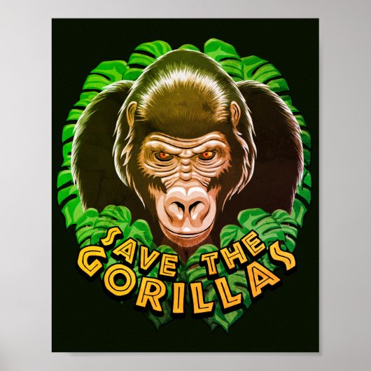 Gorillas rett - Zitat zur Erhaltung der Umwelt Poster (Vorne)
