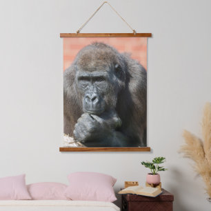 Gorillas Zeit zum Entspannen Wandteppich Mit Holzrahmen