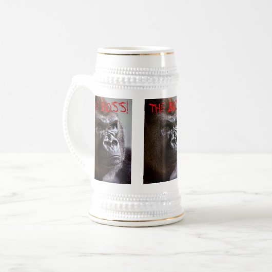 GorillaSilverback Chef-König Sized Stein Bierglas (Vorderseite Links)