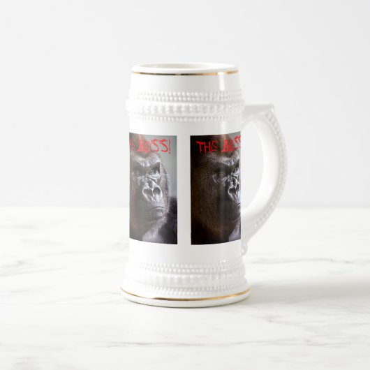 GorillaSilverback Chef-König Sized Stein Bierglas (VorderseiteRechts)
