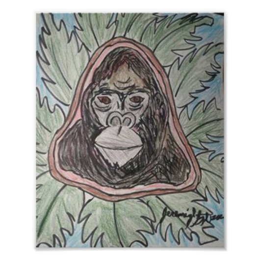 Gorillla Color Pencil Fotodruck (Vorne)