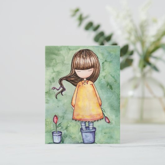 Gorjuss Girl in Bloom Postcard Postkarte (Stehend Vorderseite)