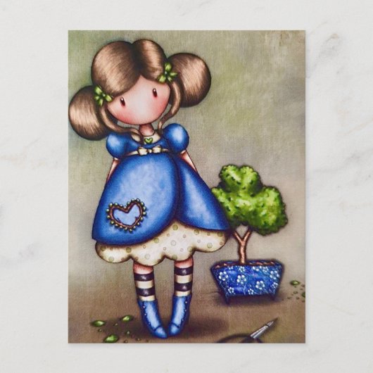 Gorjuss-Mädchen-Gärtner-Postkarte Postkarte (Vorderseite)