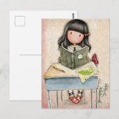 Gorjuss Mädchen Lernzeit Postkarte (Vorne/Hinten)