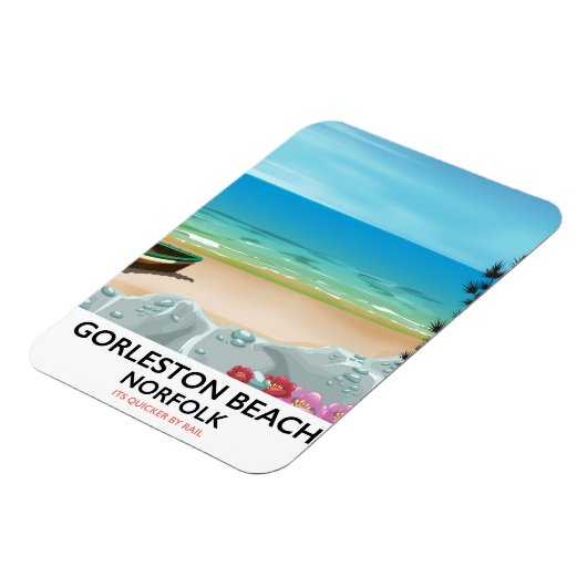 Gorleston Beach Norfolk Rail Poster. Magnet (Linke Seite)
