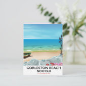Gorleston Beach Norfolk Rail Poster. Postkarte (Stehend Vorderseite)
