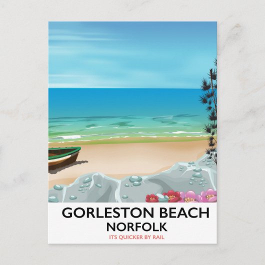 Gorleston Beach Norfolk Rail Poster. Postkarte (Vorderseite)