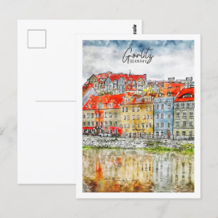 Görlitz Deutschland Reiseort Wasserfarbe Postkarte