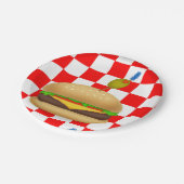 Gormet Cheeseburger Pappteller (Schrägansicht)