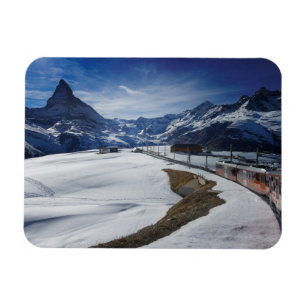 Gornergrat Bahnzug und Matterhorn in Zermatt Magnet