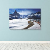 Gornergrat Eisenbahn und Matterhorn in Zermatt Leinwanddruck (Insitu (Holzboden))